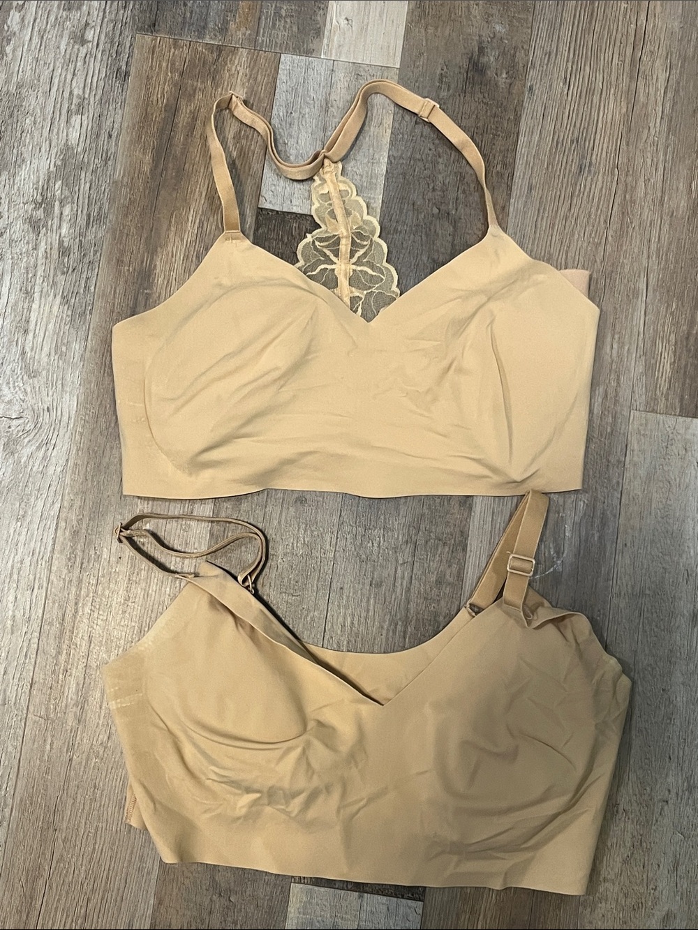 Lot of 2 beige bralettes